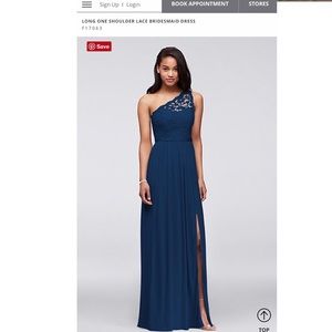 Long One Shoulder Lace Bridesmaid Dress in Marine